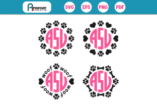 4 Paw Monogram Graphics for Crafts and Branding