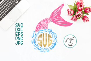 Beach Mermaid Monogram: A Graphic Design Asset for Crafts