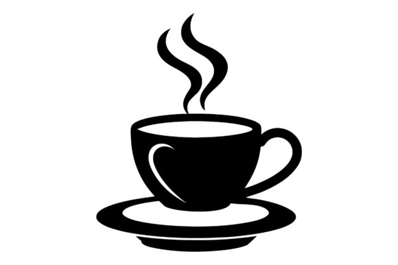 Black Silhouette of a Steaming Coffee Graphics and Illustrations