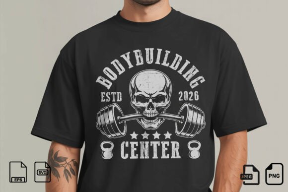 Bodybuilding Skull Gym Design Graphics for Crafts