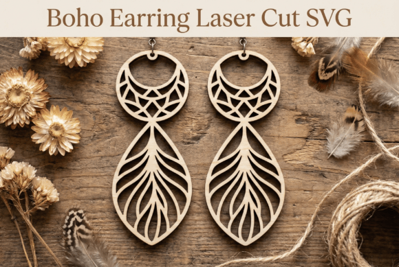 Boho Earring Laser Cut SVG for Modern Branding