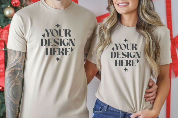 Christmas Gildan 5000 Couple Mockups: Essential Graphics for Product Mockups