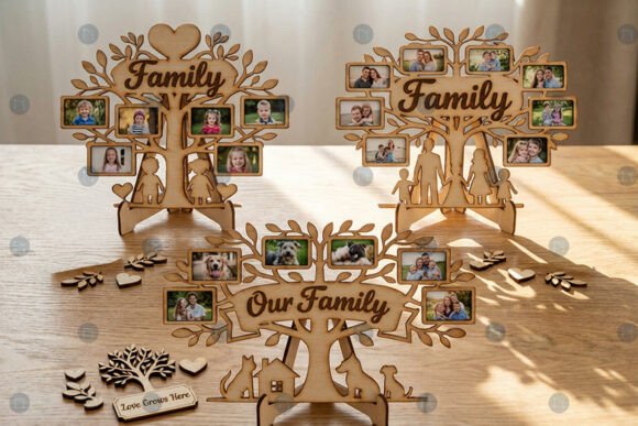 Family Tree Photo Frame SVG Bundle for Laser Cutting Home Decor