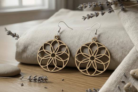 Floral Wooden Earrings Laser Cut SVG for Creative Projects