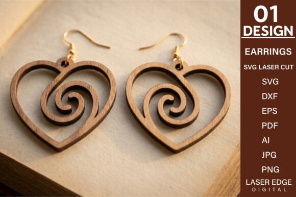 Heart Earrings SVG for Laser Cutting Projects