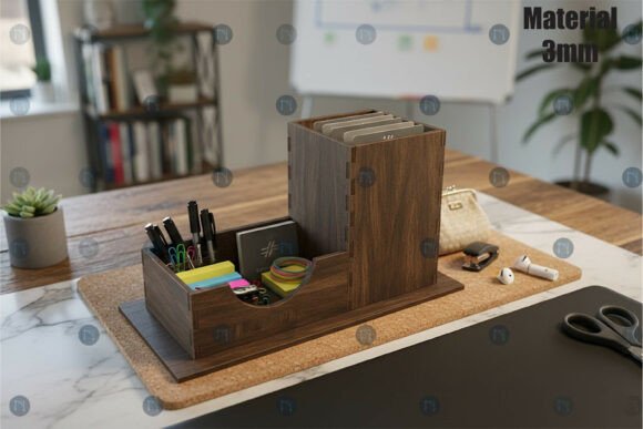 Laser Cut Card Holder with Organizer SVG for Crafting
