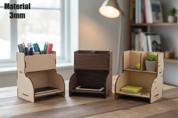 Laser Cut Desk Organizers SVG for Modern Branding