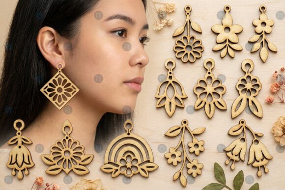 Laser Cut Floral Earring SVG Bundle for Design Projects