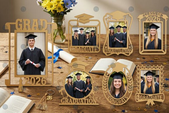 Laser Cut Graduation Photo Frame SVG Set for Celebrations