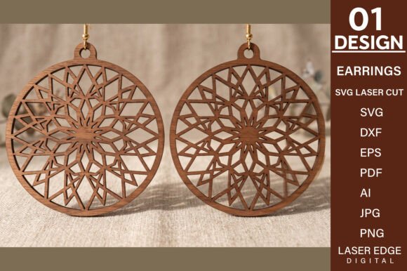 Laser Cut Mandala Earrings SVG for Brand Visuals