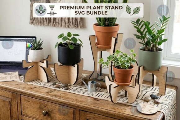 Laser Cut Plant Stand SVG Bundle for Ornaments