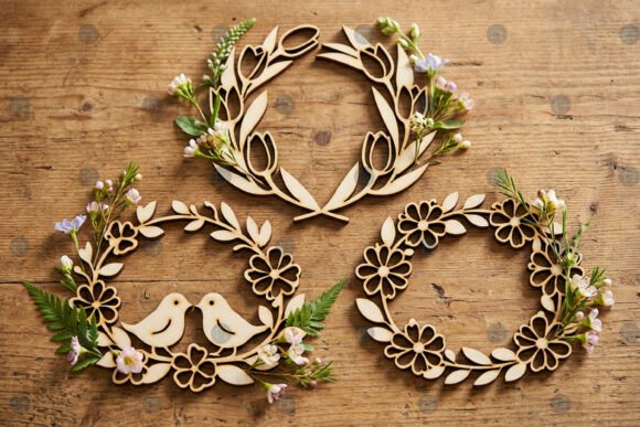 Laser Cut Spring Floral Wreath SVG Bundle for Spring Amp Projects