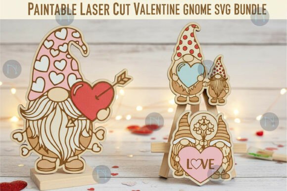 Laser Cut Valentine Gnome SVG Bundle for Crafting