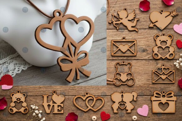 Laser Cut Valentine Pendant SVG Bundle for Other Jewelry