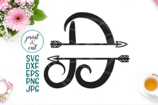 Monogram Letter D, Split Font with Arrows: Graphics for Crafts & Brands
