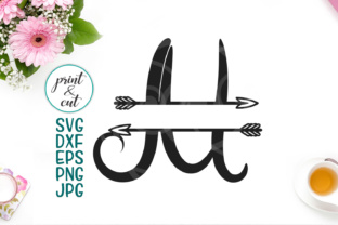 Monogram Letter M Split Font with Arrows for Graphics and Crafts