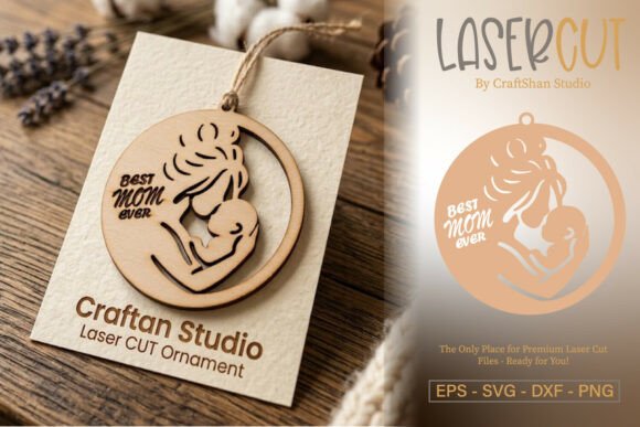 Mother s Day Round Silhouette Ornament for Laser Cutting and Ornaments