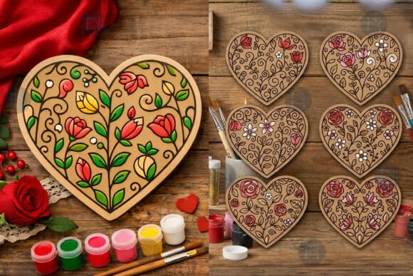 Paintable Laser Cut Floral Heart SVG Set for Valentine S Day