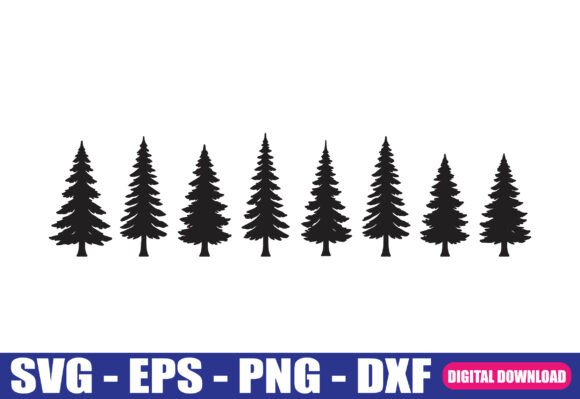 Pine Tree Silhouette Bundle SVG for Crafts and Graphics