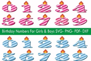 Set of Birthday Font Numbers Svg for Girls Boys
