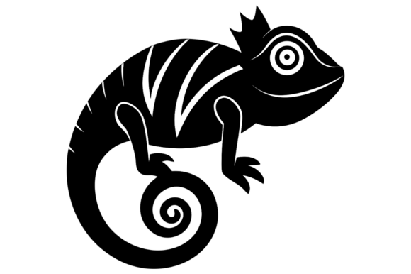 Silhouette Chameleon with a Curled Tail: Graphics & Illustrations Review