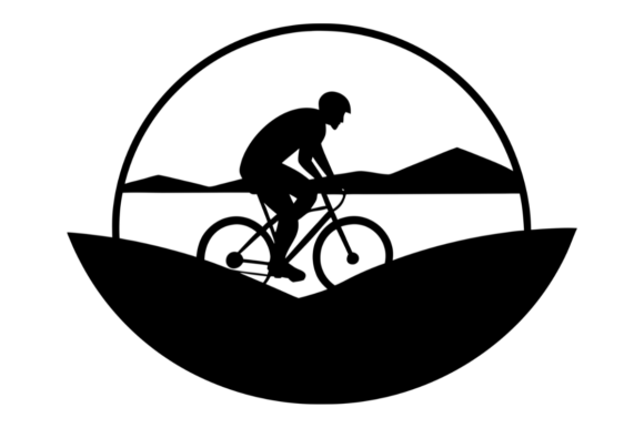 Silhouette Cyclist Riding a Mountain: Graphics & Illustrations Review