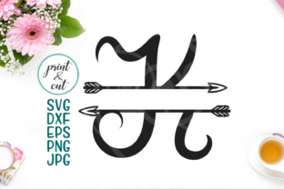 Split Monogram Font Individual K for Graphics and Crafts