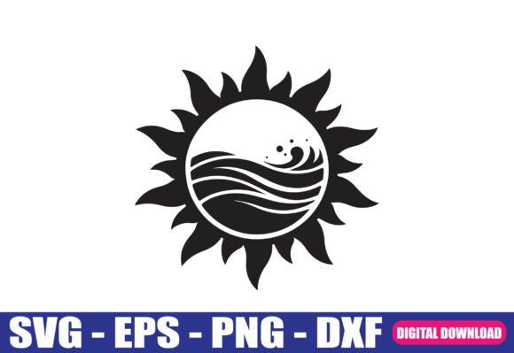 Sun Ocean Wave SVG: Modern Graphics for Crafts and Publishing