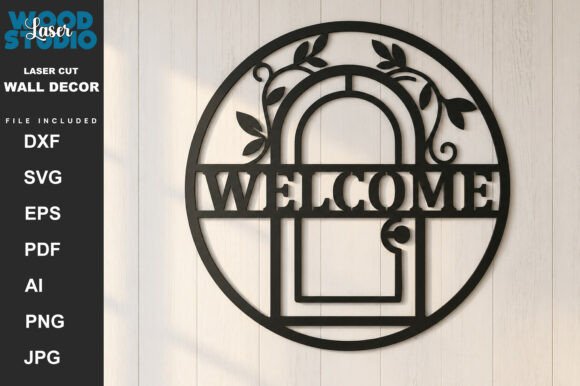 Welcome Round Sign Laser Cut File for Signs