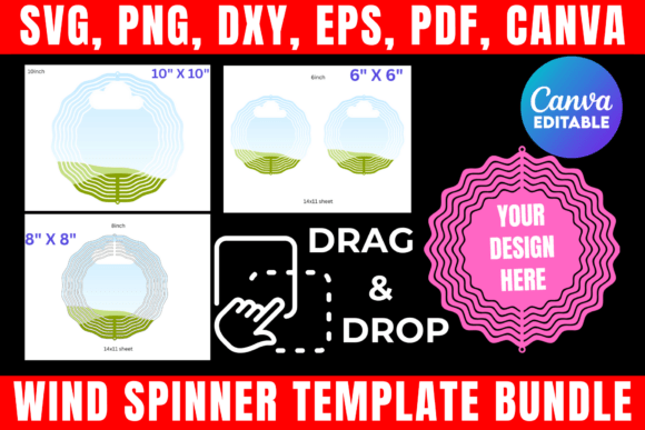 Wind Spinner Template Canva BUNDLE for Graphics and Print Templates